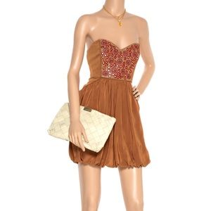 Tibi Orange Corina Embroidered Linen-blend Dress